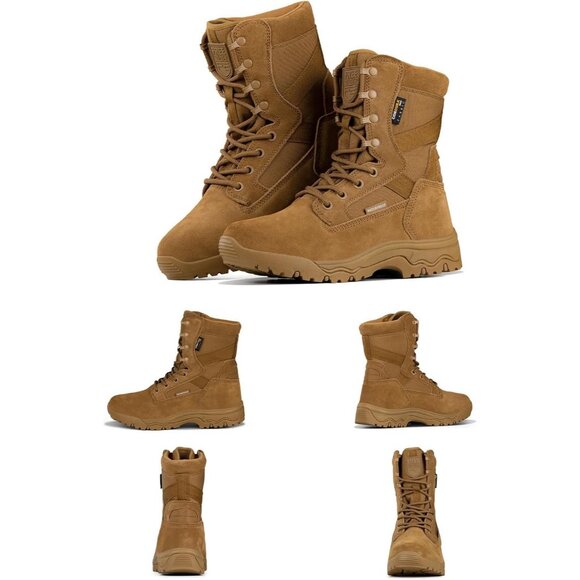 ⚡ Men's Dark Brown Combat Suede Leather Lightweight Military Work Desert Boot - Picture 7 of 7